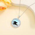 wholesale 925 Sterling Silver Blue Agate Dolphin Pendant Necklace for Women Girls s 45cm Chain Length-0-3