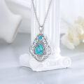 wholesale 925 Sterling Silver Teardrop Natural Turquoise Filigree Pendant Necklace 24 Chain-0-2
