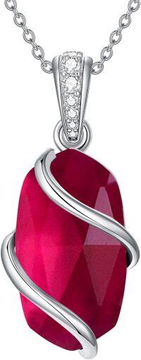 wholesale Sterling Silver Gemstone Dainty Pendant Necklace for Women Mom Gift-A-Garnet-January
