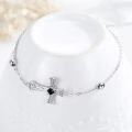 wholesale 925 Sterling Silver Celtic Cross Charm Bracelet with Black Stone - Religious s for Women-0-1