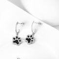 wholesale 925 Sterling Silver Black Paw Print Cubic Zirconia Huggie Hoop Earrings for Women-0-3