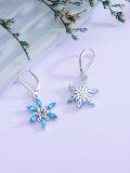 wholesale 925 Sterling Silver Blue Crystal Snowflake Drop Earrings for Women-0-5