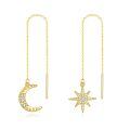 wholesale 14k Gold Crescent Moon And Star Earrings-0-0