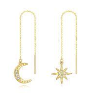 wholesale 14k Gold Crescent Moon And Star Earrings-Moon Star