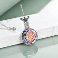 wholesale 925 Sterling Silver Rainbow Crystal Rose Flower Cremation Jewelry Keepsake Pendant Necklace for Ashes-0-3