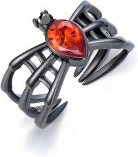 wholesale Sterling Silver Gothic Rings with Simulation Stone Halloween Bat Spider Skull Rings for Women Men Adjustable Jewelry-6 Spider Claw Ring