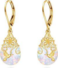 wholesale 14K Gold Crystal Dangle Drop Earrings Birthstone Jewelry Gift for Her-Hummingbird Opal