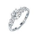 TOUPOP Sterling Silver Moissanite 3-Stone Round Cut Engagement Ring Size 4.5-14.5-0-0