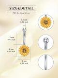 wholesale  925 Sterling Silver 14G Sunflower Belly Button Ring - 8mm Flower, Hypoallergenic, Lead & Nickel Free, Elegant Gift for Women-0-1