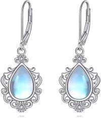 wholesale 925 Sterling Silver Teardrop Moonstone & Lapis Lazuli Drop Earrings for Women-Moonstone Earrings