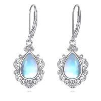 wholesale 925 Sterling Silver Teardrop Moonstone & Lapis Lazuli Drop Earrings for Women-Moonstone Earrings