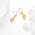 wholesale 14K Gold Teardrop Flower Filigree Tree Of Life Leverback Drop Earrings-0-3
