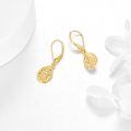 wholesale 14k Gold Drop Earrings For Women Filigree Hollow Teardrop Floral Lever Back Jewelry-0-3