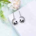 wholesale 925 Sterling Silver Cat Moon Shape Pendant Leverback Earring Set for Women Girls Gifts 4cm Length-0-4
