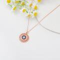 wholesale Rose Gold 925 Sterling Silver Evil Eye Pendant Necklace - Blue Stone Protection s for Women-0-2