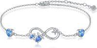 wholesale 925 Sterling Silver Infinity Heart Starfish Blue Crystal Bracelet-Infinity-Turtle 7"-9"