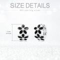 wholesale 925 Sterling Silver Black Enamel Flower Studs with CZ Cartilage Leverback Earring Set for Women Girls Gift-0-2