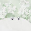 wholesale 925 Sterling Silver Soccer Ball CZ Stud Earrings - Black & White Sport  for Her-0-1