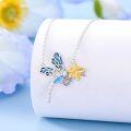 wholesale 925 Sterling Silver Dragonfly & Flower Pendant Necklace - Cute Animal s for Mom and Daughter on Mothers' Day or Birthdays-0-3