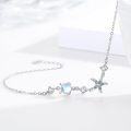 wholesale 925 Sterling Silver Starfish & Sea Turtle Charm Moonstone Anklet for Women Girls Beach  (Blue)-0-1