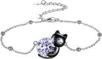 wholesale 14K Gold Pink Crystal Black Cat Pendant Necklace for Women Cats Lover-B-Black Cat 6