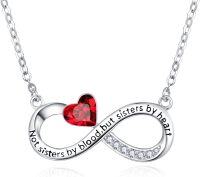 wholesale  Sterling Silver Best Friend Mother Couple Necklace for Women Sisters Mom Lovers Gift -Ruby