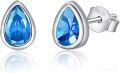 wholesale 925 Sterling Silver Blue Crystal Teardrop Stud Earrings for Women -0-0