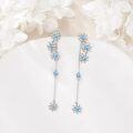 wholesale 925 Sterling Silver Blue Crystal Star Drop Dangle Earrings for Women Gift Idea-0-4