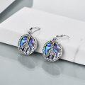 wholesale 925 Sterling Silver Abalone Shell Round Peace Sign Drop Earrings-0-3