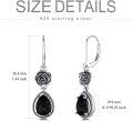 wholesale 925 Sterling Silver Red Heart Austrian Crystal Vintage Rose Leverback Drop Earrings-0-5