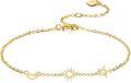 wholesale 14k Gold Thin Chain Bracelet with Sun Moon and Star Charms Fine Jewelry Birthday Gift for Women-0-0