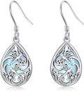 wholesale 925 Sterling Silver Teardrop Blue Opal Filigree Drop Earrings-0-0