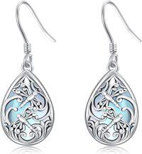 wholesale 925 Sterling Silver Teardrop Blue Opal Filigree Drop Earrings-Dragonfly