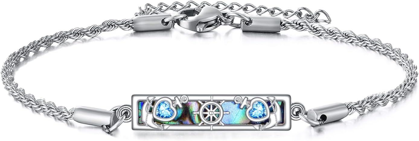 925 Sterling Silver Abalone Shell Dinosaur Charm Bracelet for Women-0-0