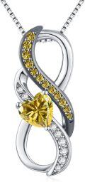 wholesale  925 Sterling Silver & Birthstone Heart Infinity Pendant Necklace for Women, Hypoallergenic Romantic Gift-0-0