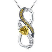 wholesale  925 Sterling Silver & Birthstone Heart Infinity Pendant Necklace for Women, Hypoallergenic Romantic Gift-11-November