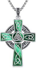 wholesale 925 Sterling Silver Malachite Celtic Knot Cross Pendant Necklace  Norse Viking Jewelry for Men Women-0-0