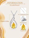 wholesale 925 Sterling Silver Citrine & Cubic Zirconia November Birthstone Necklace-0-5