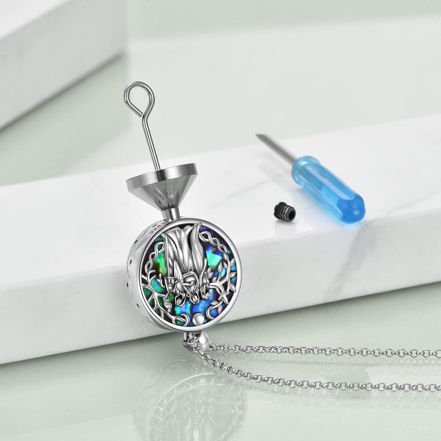 Sterling Silver Triple Moon Urn Necklace Pagan Wiccan Magic Amulet-0-5