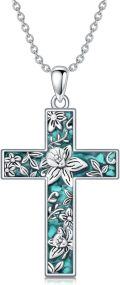 wholesale  Sterling Silver Turquoise Cross Necklace with Birth Flower Pendant -0-23