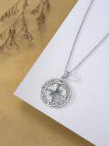 wholesale 925 Sterling Silver Compass Musical Graduation Cap Pendant Necklace with Blue Stone and Celtic Knot Design-0-2