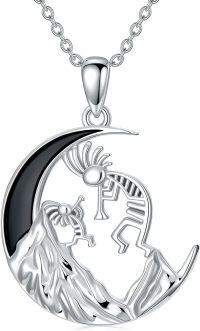 wholesale 925 Sterling Silver Moon Kokopelli Pendant Necklace Southwest Style Gifts for Him Her-01-Two Kokopelli