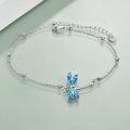 wholesale 925 Sterling Silver Blue Opal Dragonfly Anklet for Women - Adjustable Size-0-3