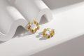 wholesale Gold 925 Sterling Silver Twist Double Hoop Charm Earrings for Women -0-1