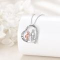 wholesale 925 Sterling Silver Rose Gold Brother Sister Love Forever Heart Pendant Necklace-0-2