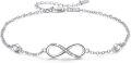 wholesale 925 Sterling Silver Women's Infinity Ankle Anklet with Crystal Accents and Adjustable Chain Length-0-0