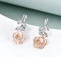 wholesale 925 Sterling Silver Floral Drop Earrings with Cubic Zirconia Accents - Elegant Gifts for Her-0-2