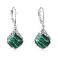 wholesale 925 Sterling Silver Celtic Teardrop Filigree Earrings Jewelry Gifts for Women-Malachite teardrop earrings