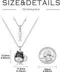 wholesale 925 Sterling Silver Layered Cat in Cup Fishbone Charm Necklace-0-2