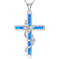 TOUPOP Sterling Silver Opal Butterfly Pendant Necklace-0-0